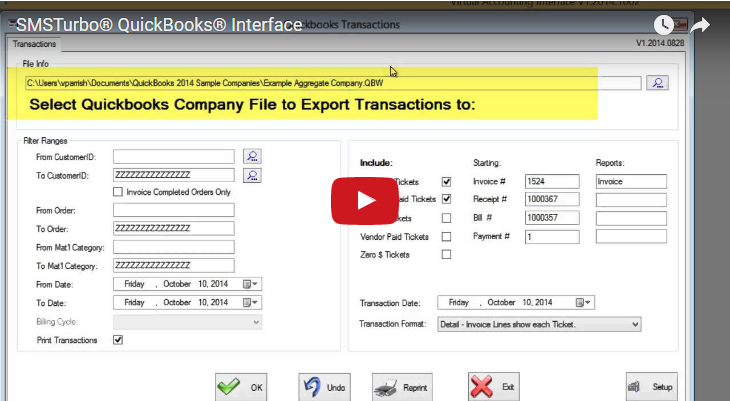 SMSTurbo Ticketing and QuickBooks