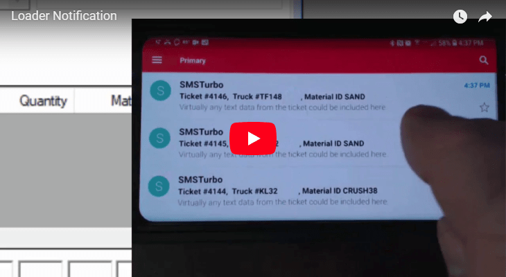 Loader Notification via Smsturbo Ticketing