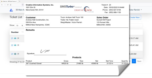 SMSTurbo Fulcrum Print Scale Tickets - Creative Information Systems